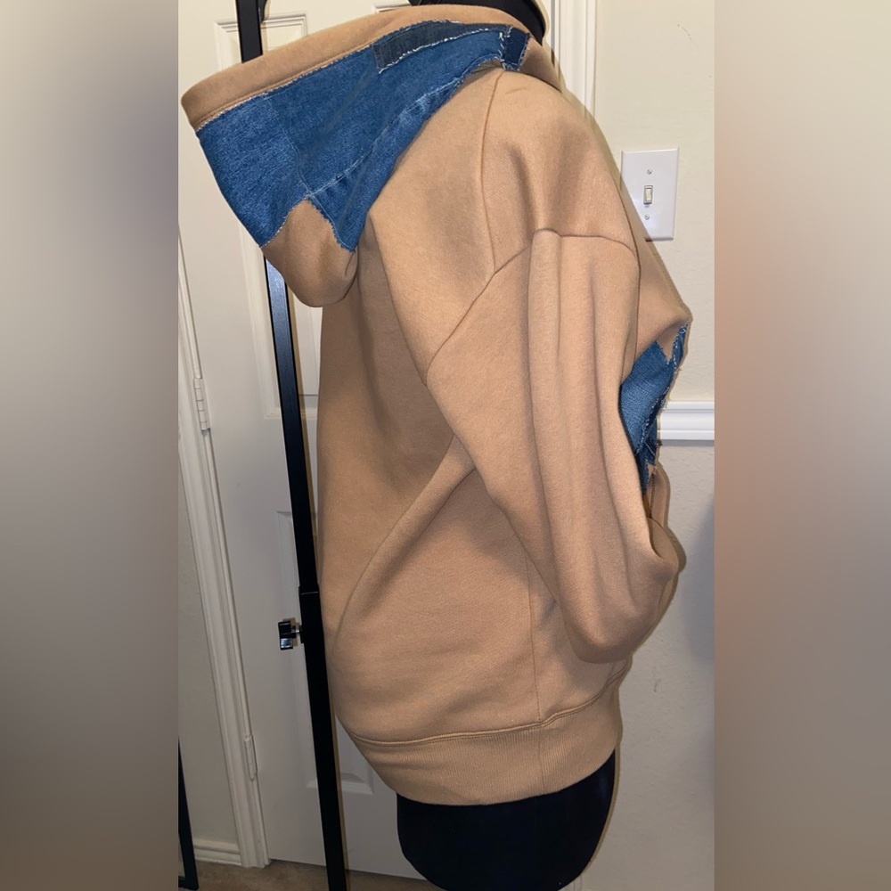 UpCycled Hoodie with Denim-XL-Unisex - Picture 6 of 6